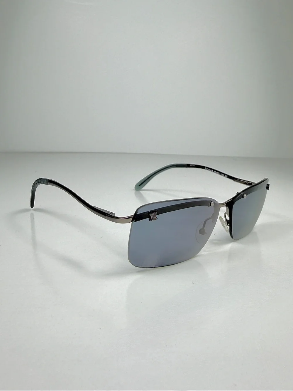 Deadstock Celine Triomphe Rimless Sunglasses SC 1007 568 Full Set Y2K Gunmetal
